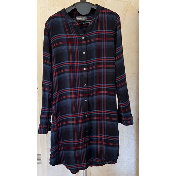 Michael Stars Plaid Shirt Dress with Woven Studded Belt - S - Picture 3 of 10